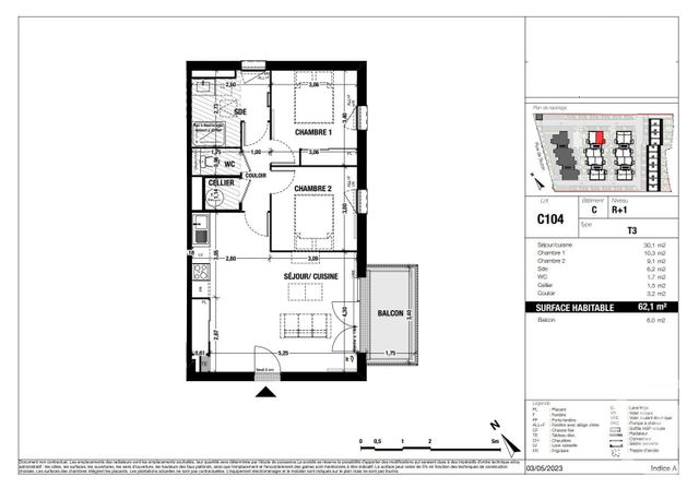 Appartement T3 à vendre - 3 pièces - 62.1 m2 - BELIN BELIET - 33 - AQUITAINE - Century 21 Duprat & Associés