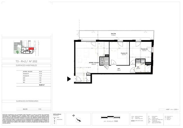 Appartement T3 à vendre - 3 pièces - 62.89 m2 - BIGANOS - 33 - AQUITAINE - Century 21 Duprat & Associés