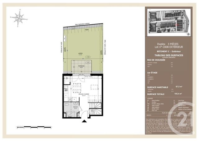 Appartement Duplex à vendre - 3 pièces - 67.5 m2 - AUDENGE - 33 - AQUITAINE - Century 21 Duprat & Associés