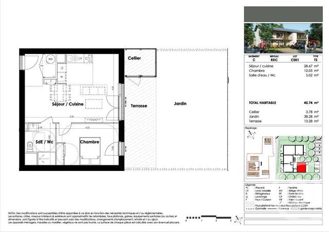 Appartement T2 à vendre - 2 pièces - 45.74 m2 - MIOS - 33 - AQUITAINE - Century 21 Duprat & Associés