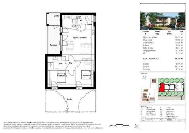 Appartement T3 à vendre - 3 pièces - 63.32 m2 - MIOS - 33 - AQUITAINE - Century 21 Duprat & Associés