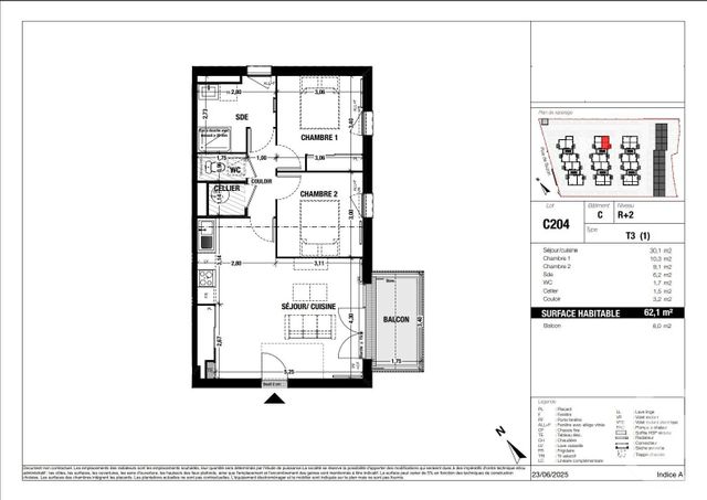 Appartement T3 à vendre - 3 pièces - 62.1 m2 - BELIN BELIET - 33 - AQUITAINE - Century 21 Duprat & Associés