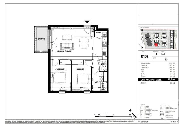 Appartement T3 à vendre - 3 pièces - 65.6 m2 - BELIN BELIET - 33 - AQUITAINE - Century 21 Duprat & Associés