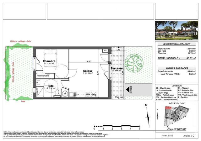 Appartement T2 à vendre - 2 pièces - 40.85 m2 - SANGUINET - 40 - AQUITAINE - Century 21 Duprat & Associés