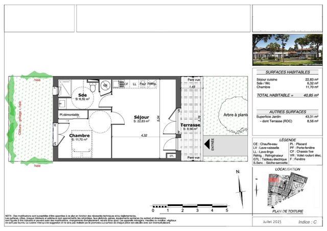 Appartement T2 à vendre - 2 pièces - 40.85 m2 - SANGUINET - 40 - AQUITAINE - Century 21 Duprat & Associés