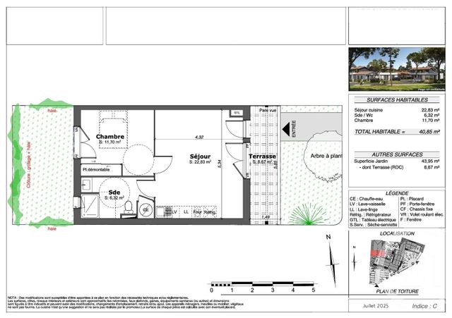 Appartement T2 à vendre - 2 pièces - 40.85 m2 - SANGUINET - 40 - AQUITAINE - Century 21 Duprat & Associés