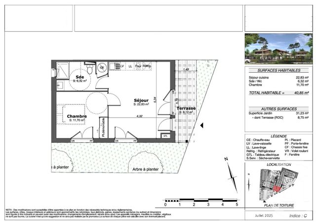 Appartement T2 à vendre - 2 pièces - 40.85 m2 - SANGUINET - 40 - AQUITAINE - Century 21 Duprat & Associés