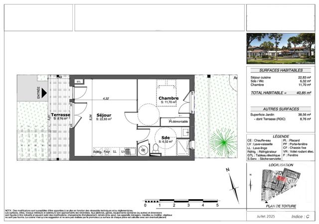 Appartement T2 à vendre - 2 pièces - 40.85 m2 - SANGUINET - 40 - AQUITAINE - Century 21 Duprat & Associés