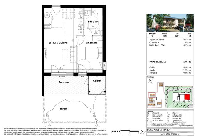 Appartement T2 à vendre - 2 pièces - 46.05 m2 - MIOS - 33 - AQUITAINE - Century 21 Duprat & Associés